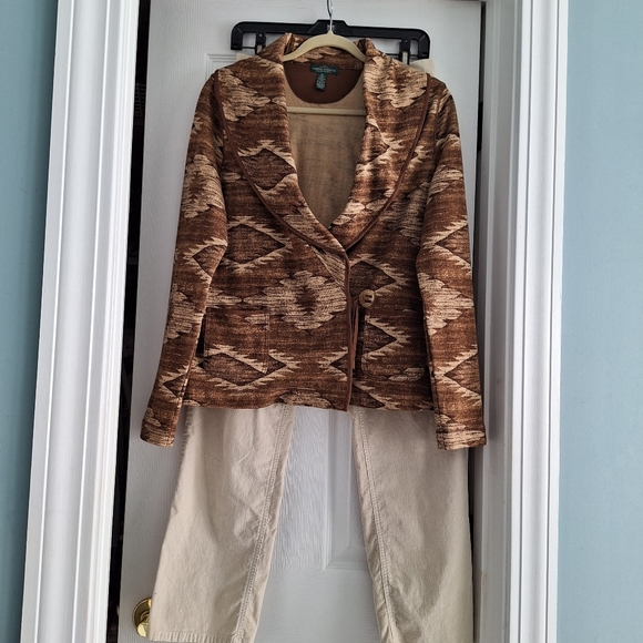 EUC Ralph Lauren Coastal Cowgirl aztec print jacket 100% brushed cotton size M - Picture 3 of 6